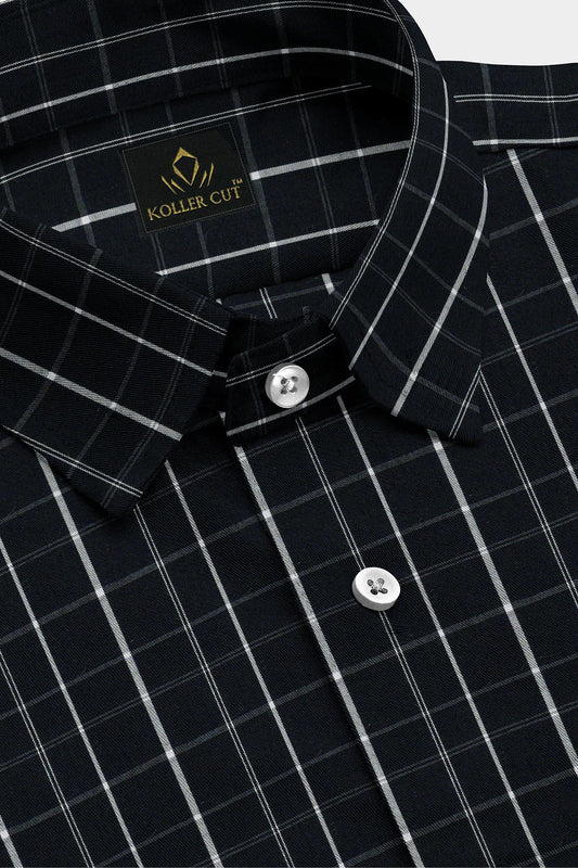 Anthracite Black and White Checks Cotton Shirt