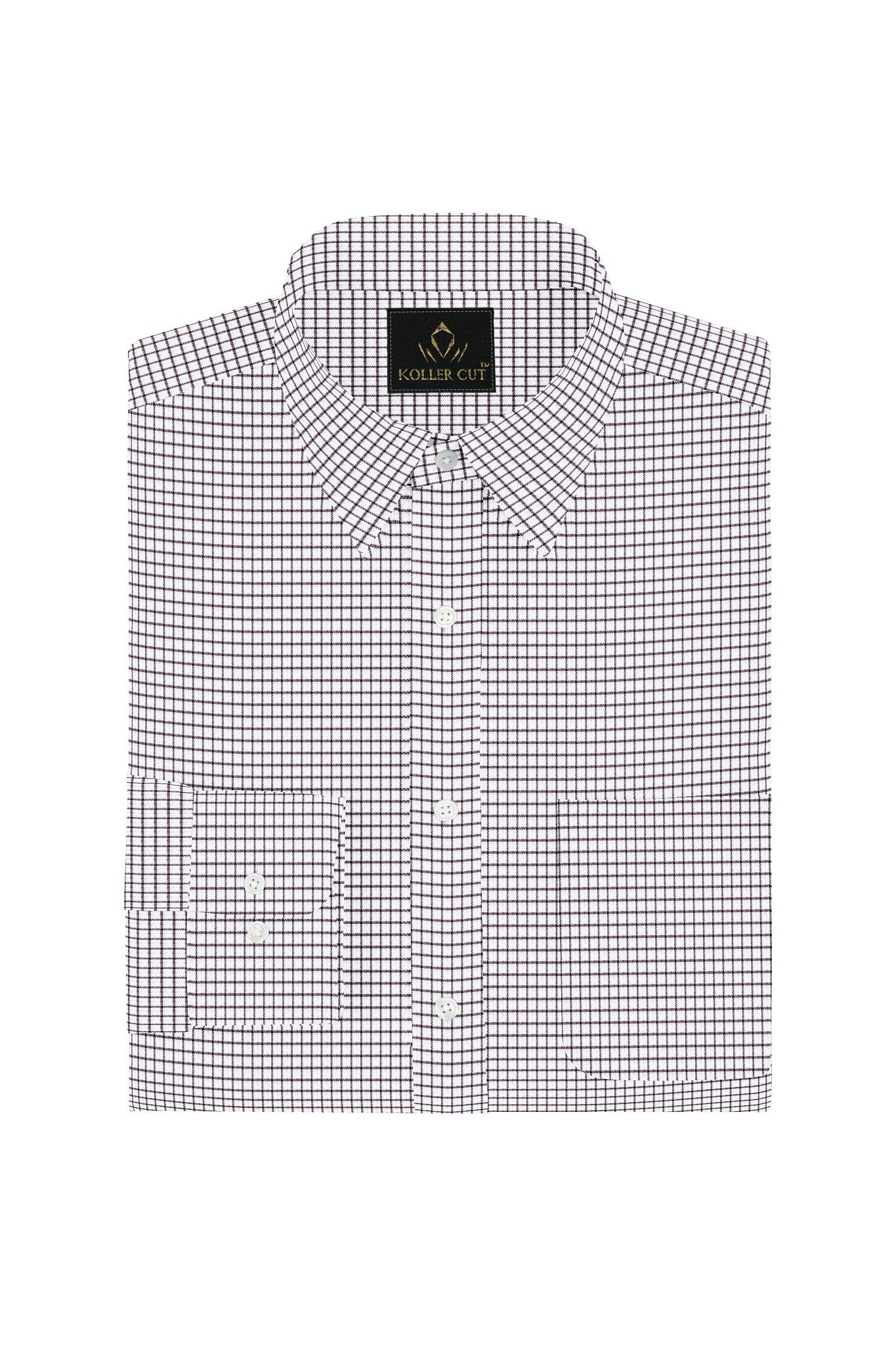 White with Garnet Red Checks Cotton Shirt