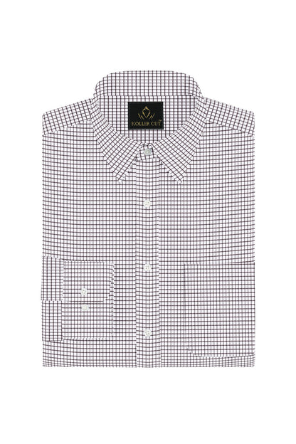White with Garnet Red Checks Cotton Shirt