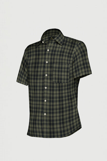 Calliste Green and Black Checks Cotton Shirt
