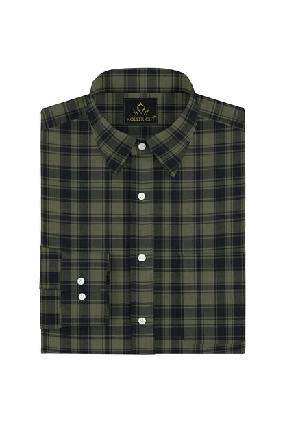Calliste Green and Black Checks Cotton Shirt