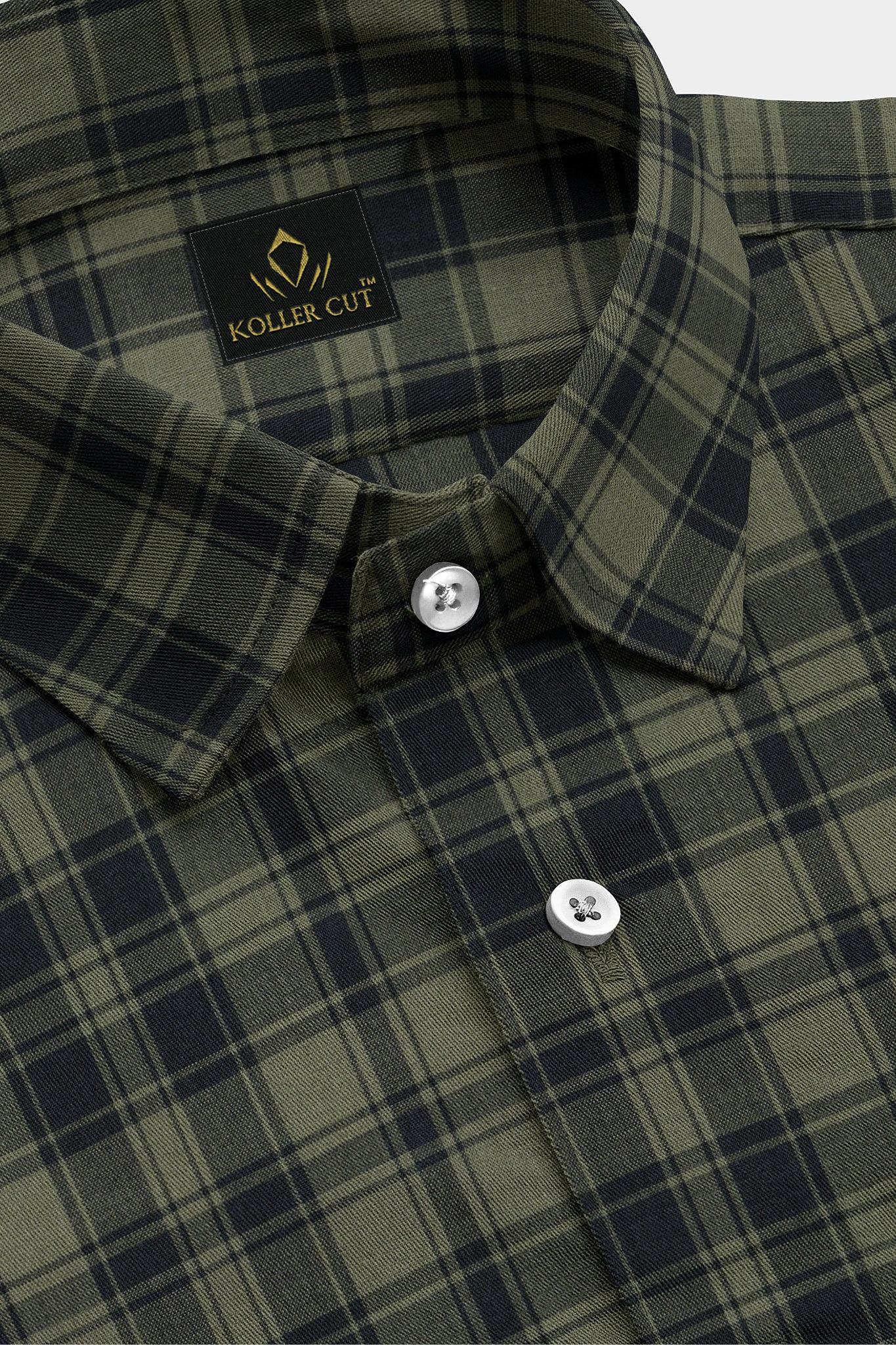 Calliste Green and Black Checks Cotton Shirt