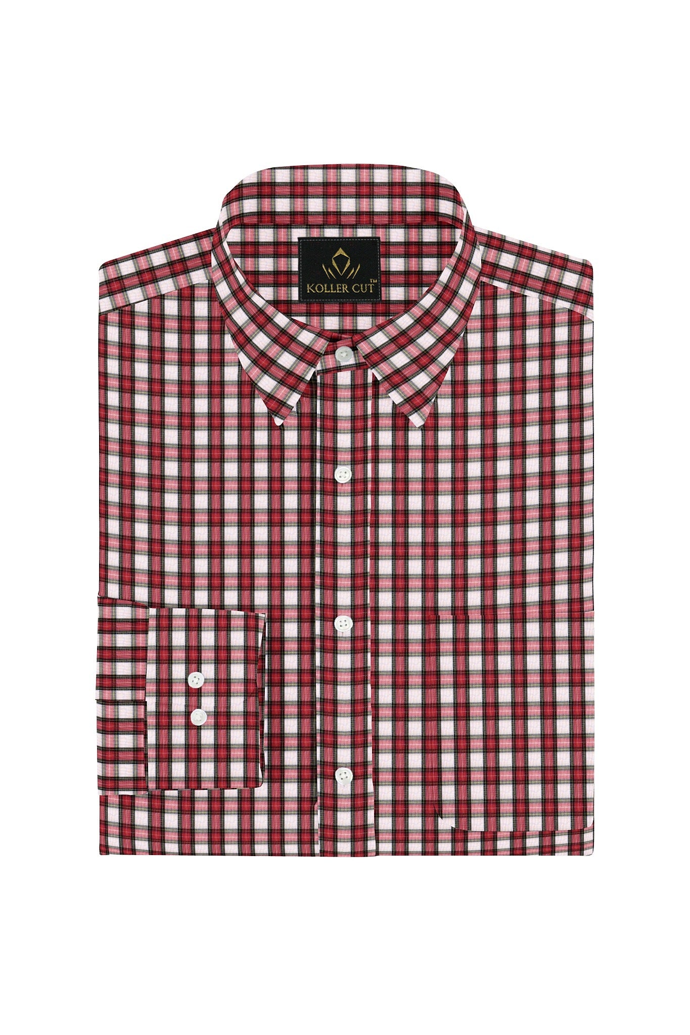 White and Fiery Red Gingham Checks Cotton Shirt