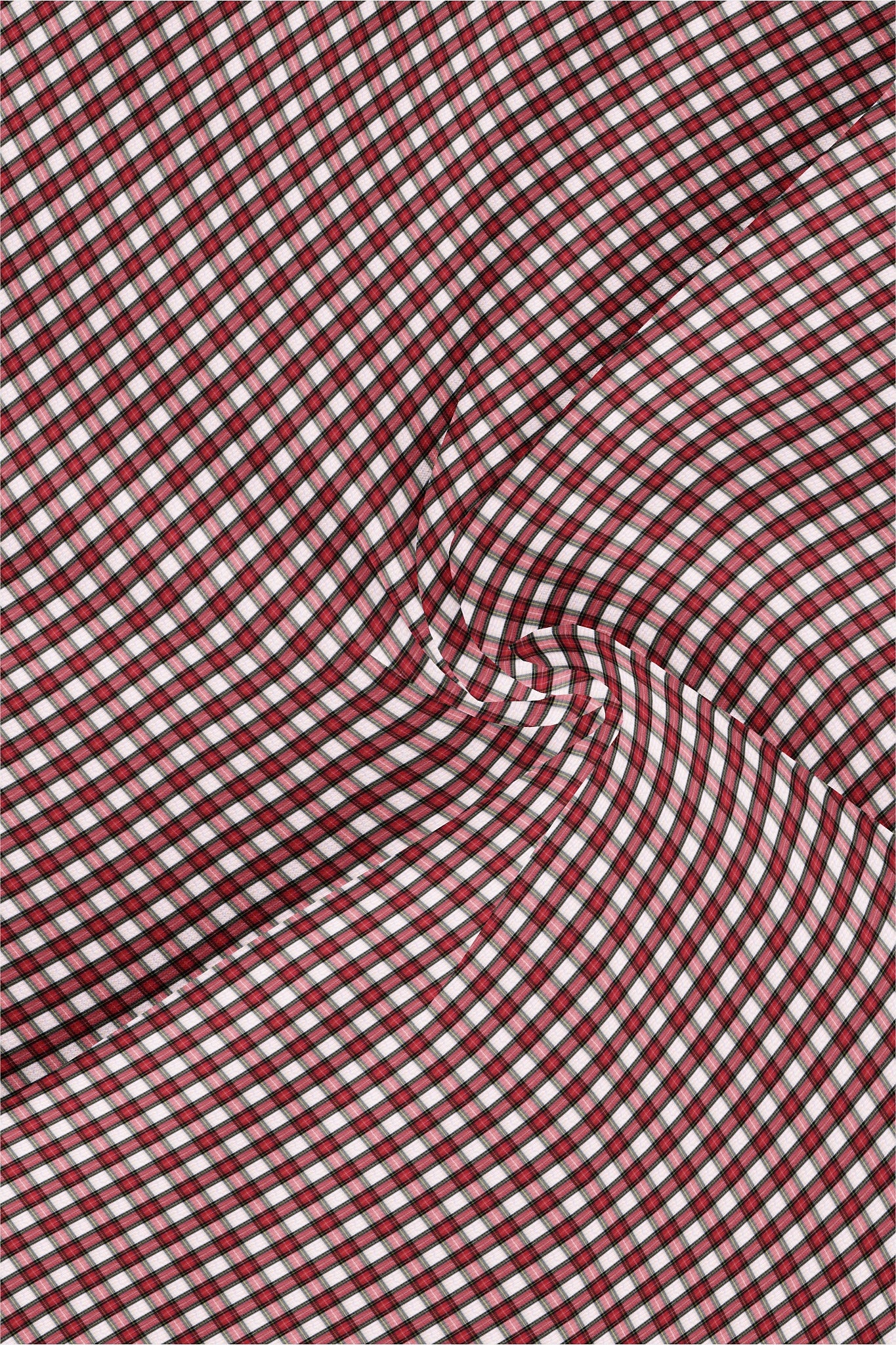 White and Fiery Red Gingham Checks Cotton Shirt