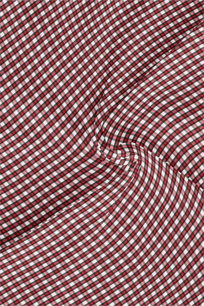 White and Fiery Red Gingham Checks Cotton Shirt