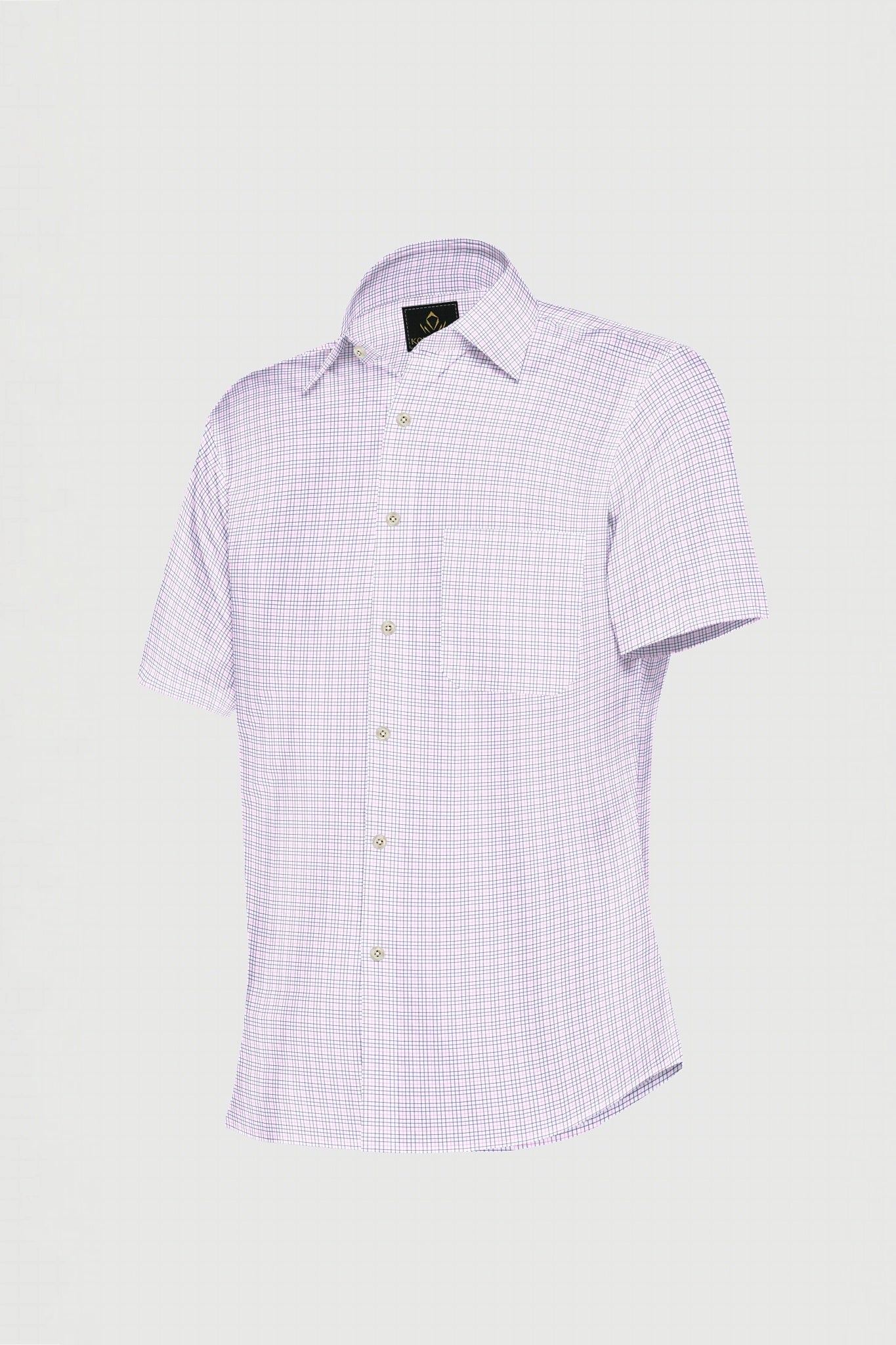White with Sapphire Purple and Begonia Pink Checks Cotton Shirt
