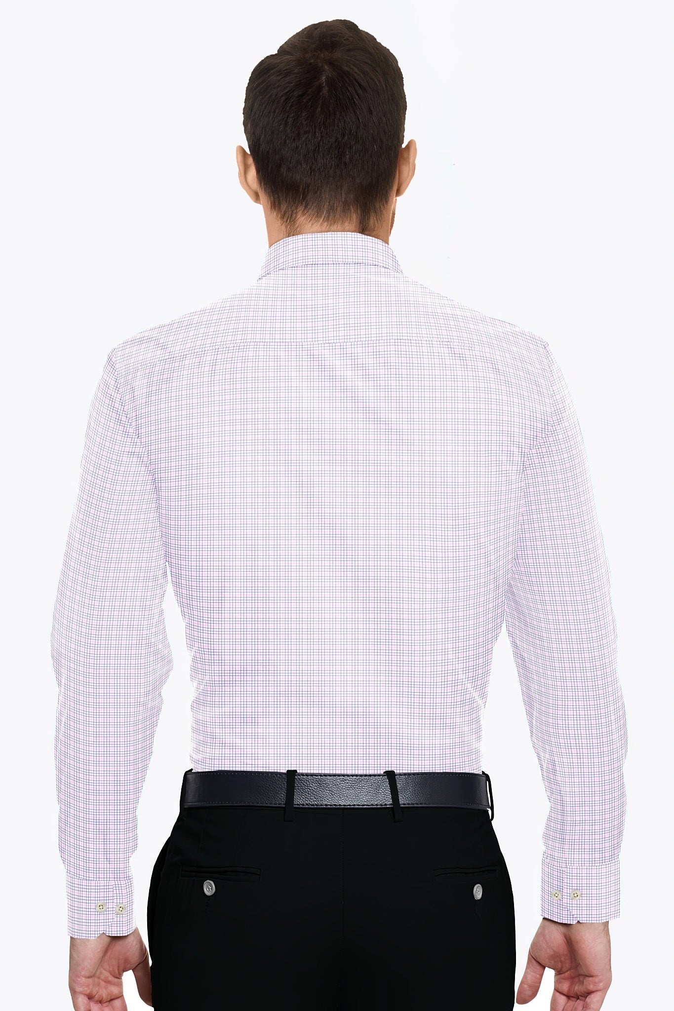 White with Sapphire Purple and Begonia Pink Checks Cotton Shirt