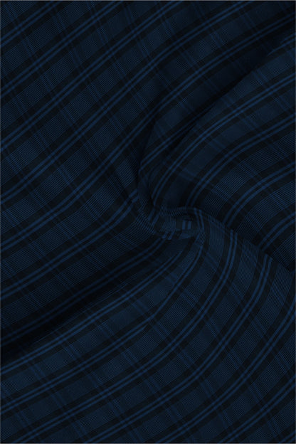 Ebony Black and Mykonos Blue Checks Cotton Shirt