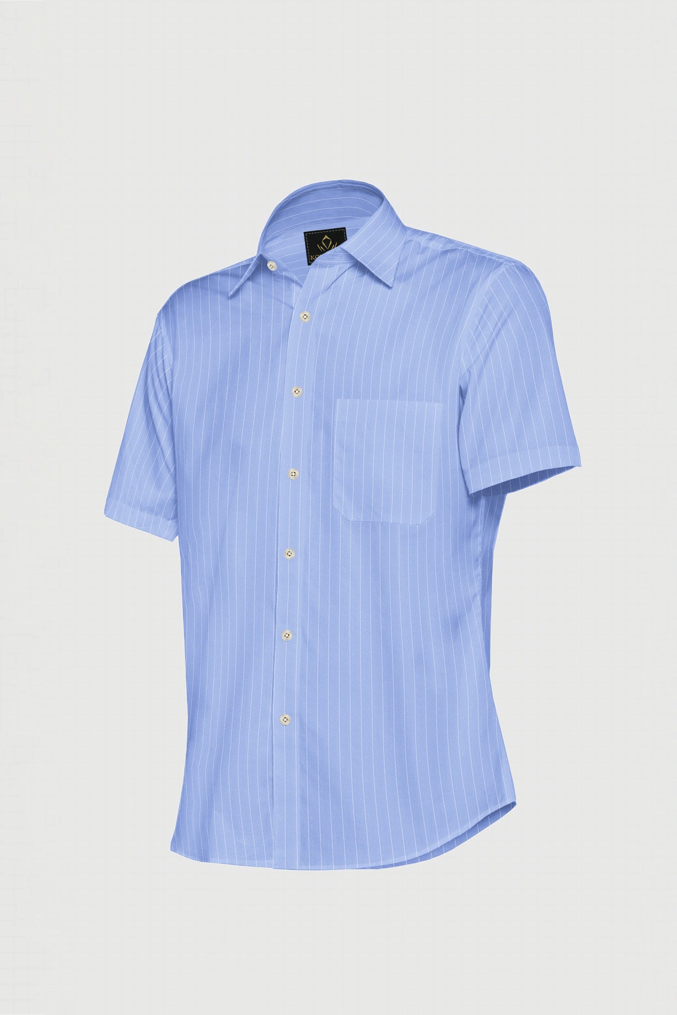 Baltic Blue and White Pinstripes Cotton Shirt