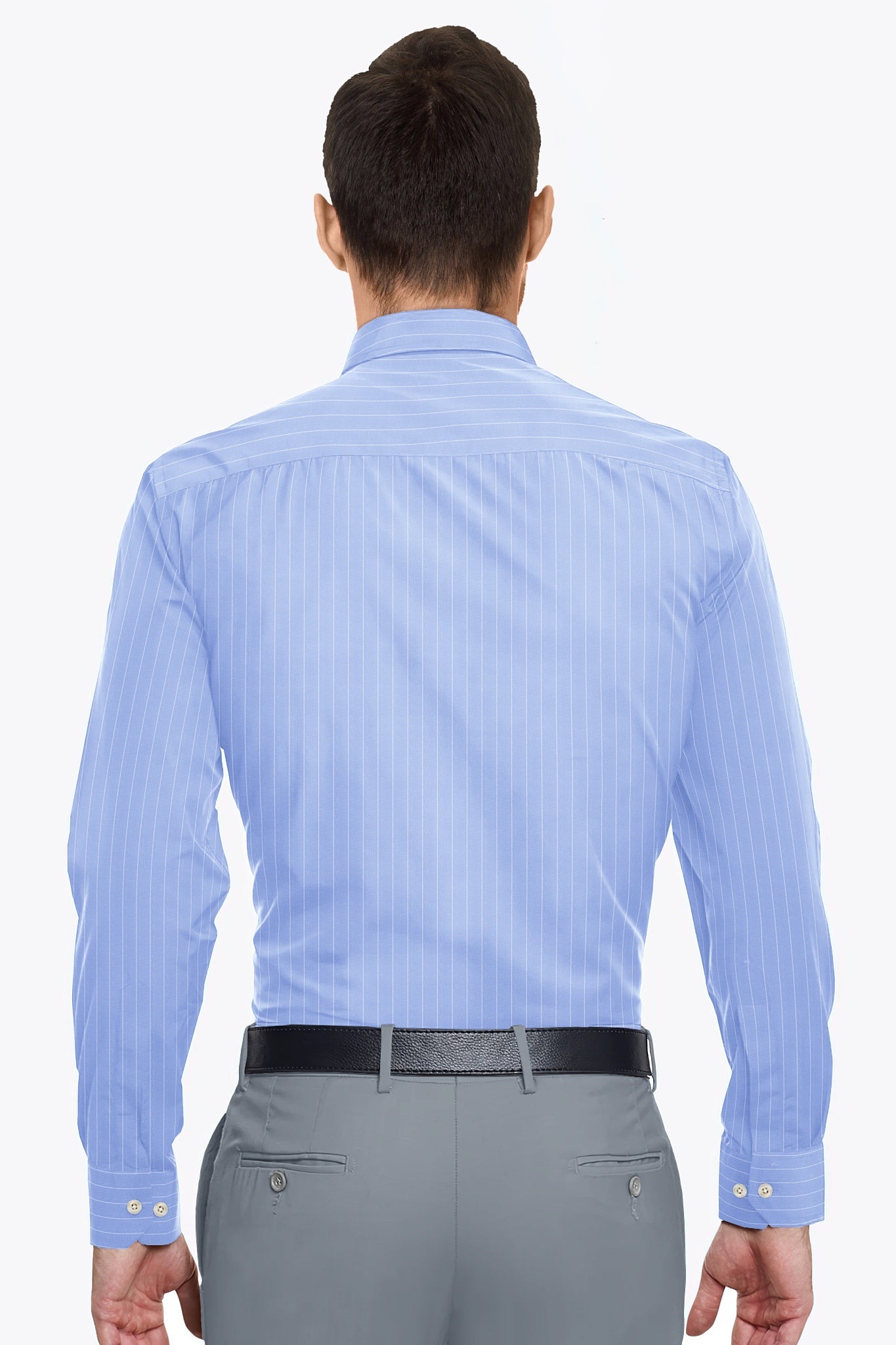 Baltic Blue and White Pinstripes Cotton Shirt