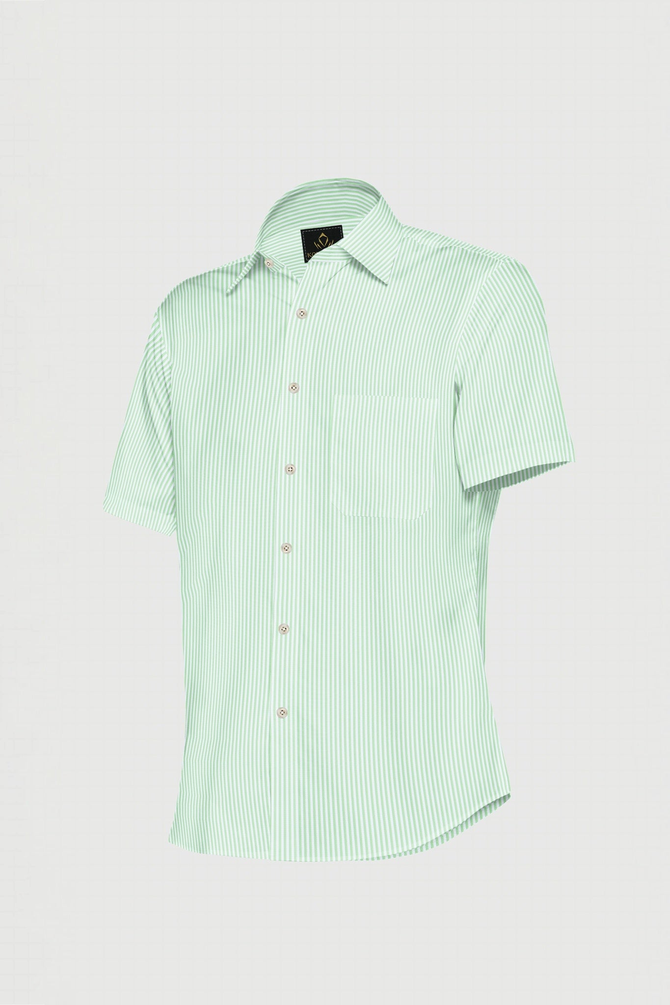 Ambrosia Green and White Candy Stripes Cotton Shirt