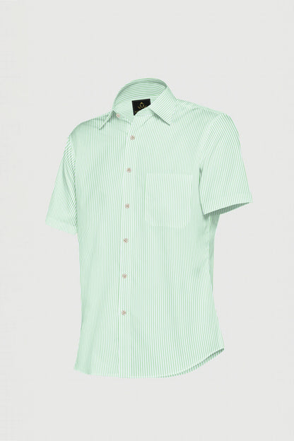 Ambrosia Green and White Candy Stripes Cotton Shirt