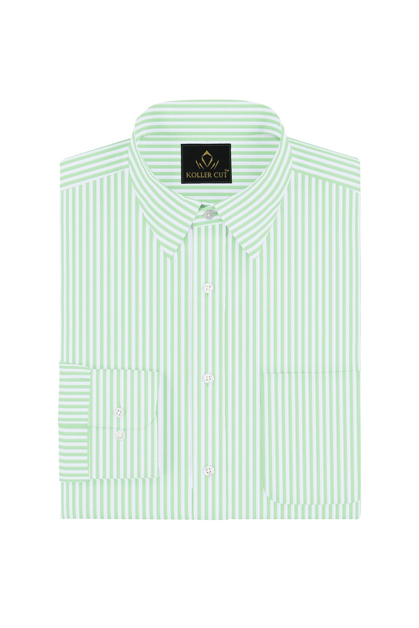 Ambrosia Green and White Candy Stripes Cotton Shirt
