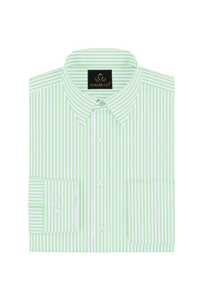 Ambrosia Green and White Candy Stripes Cotton Shirt