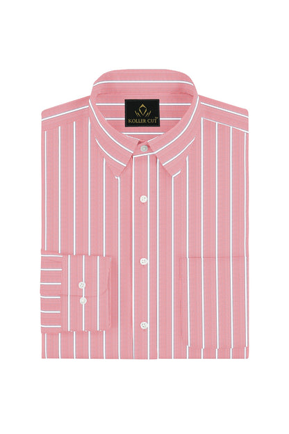 Persian Red and White Stripes Cotton Shirt