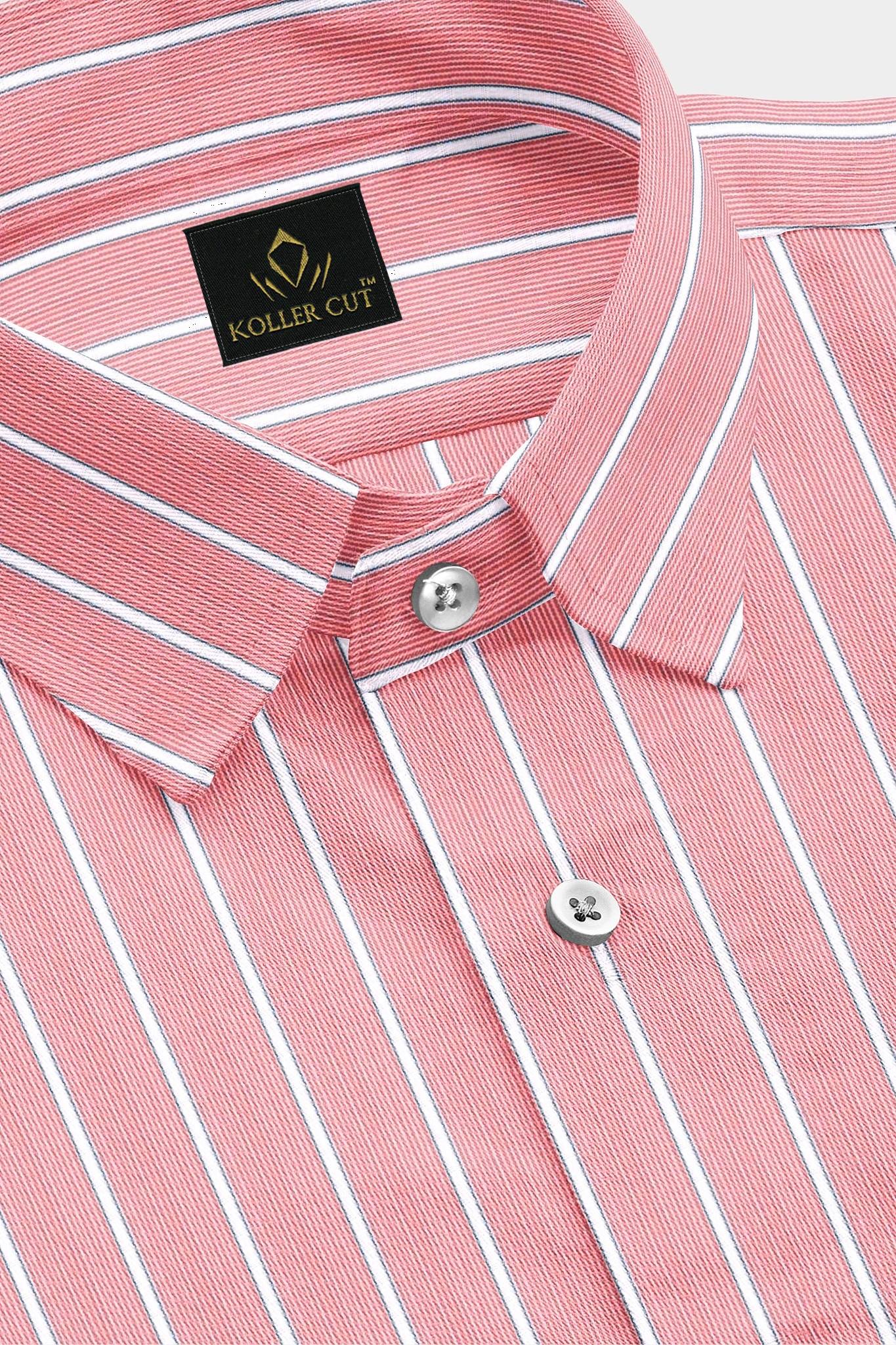 Persian Red and White Stripes Cotton Shirt