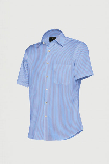 Chambray Blue and Samba Red Pinstripes Cotton Shirt