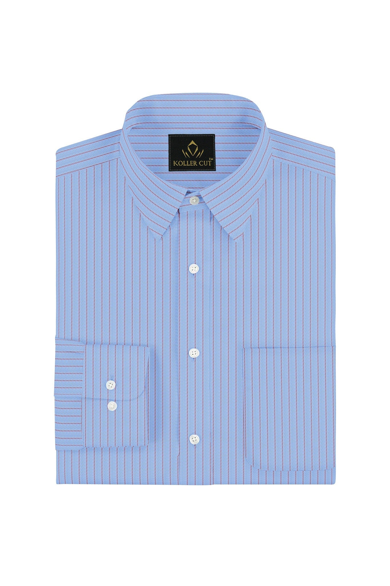 Chambray Blue and Samba Red Pinstripes Cotton Shirt