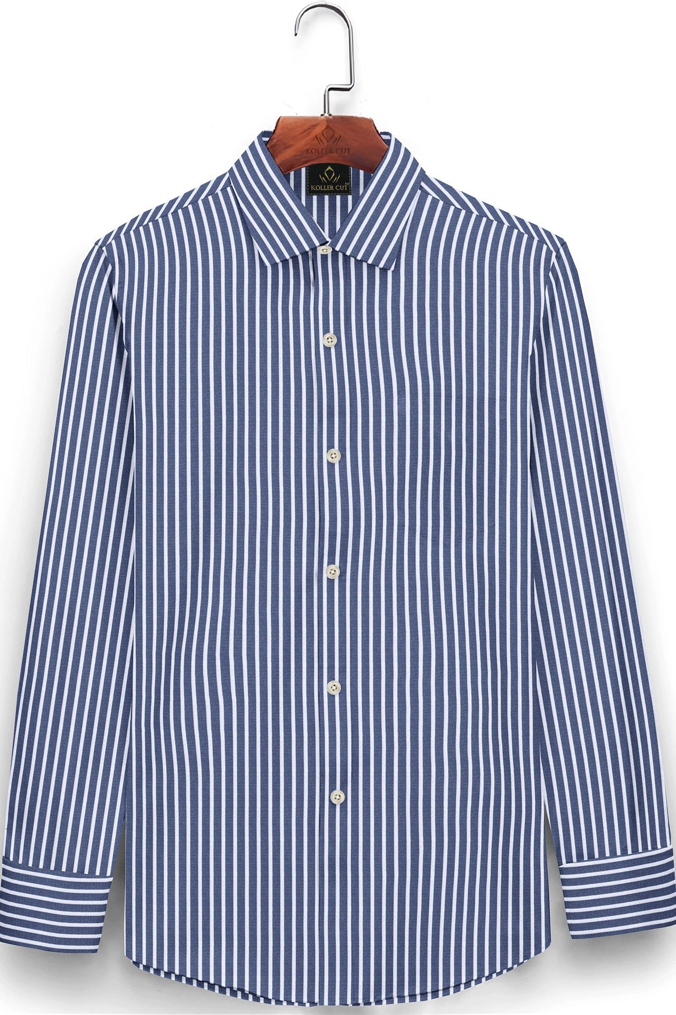 Bijou Blue and White Stripes Cotton Shirt Plus size Shirt for Men Premium office Stripes shirt for men