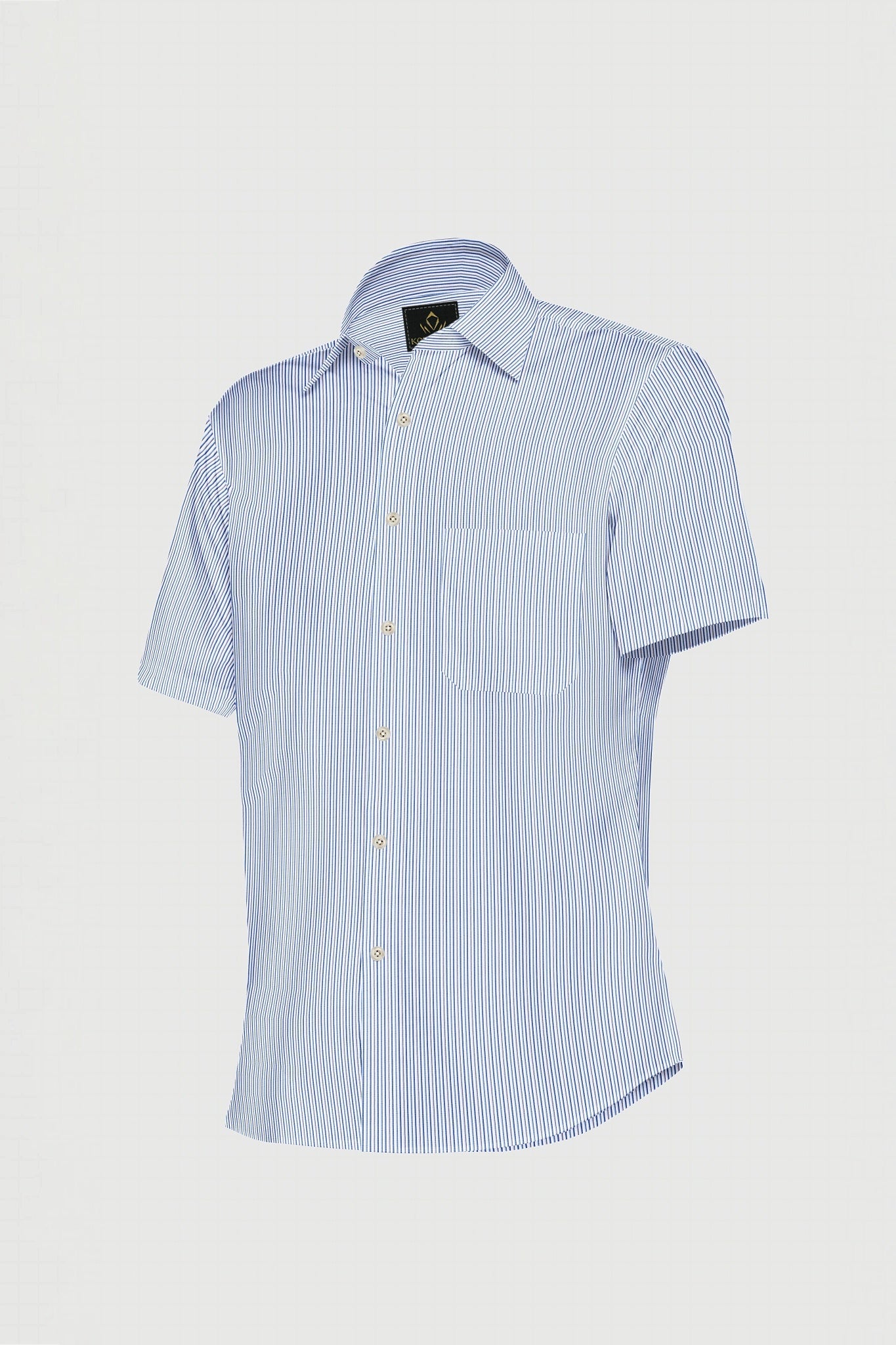 White with Brunnera Blue and Xenon Blue Pinstripes Cotton Shirt
