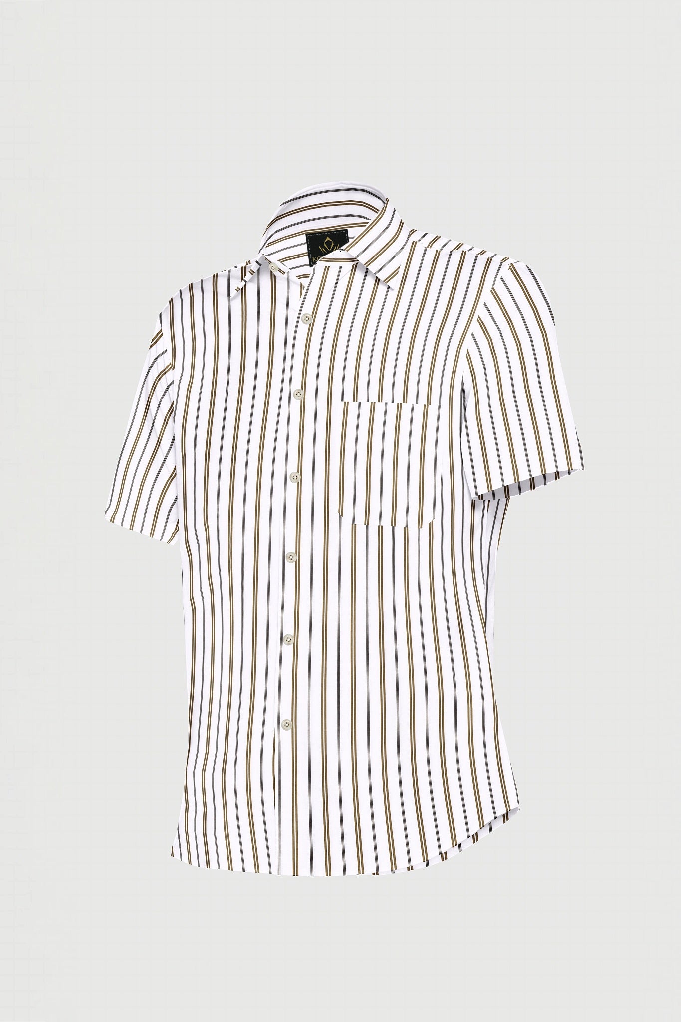 White with Dachshund Brown and Black Stripes Cotton Shirt