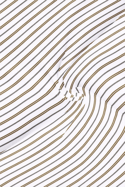 White with Dachshund Brown and Black Stripes Cotton Shirt