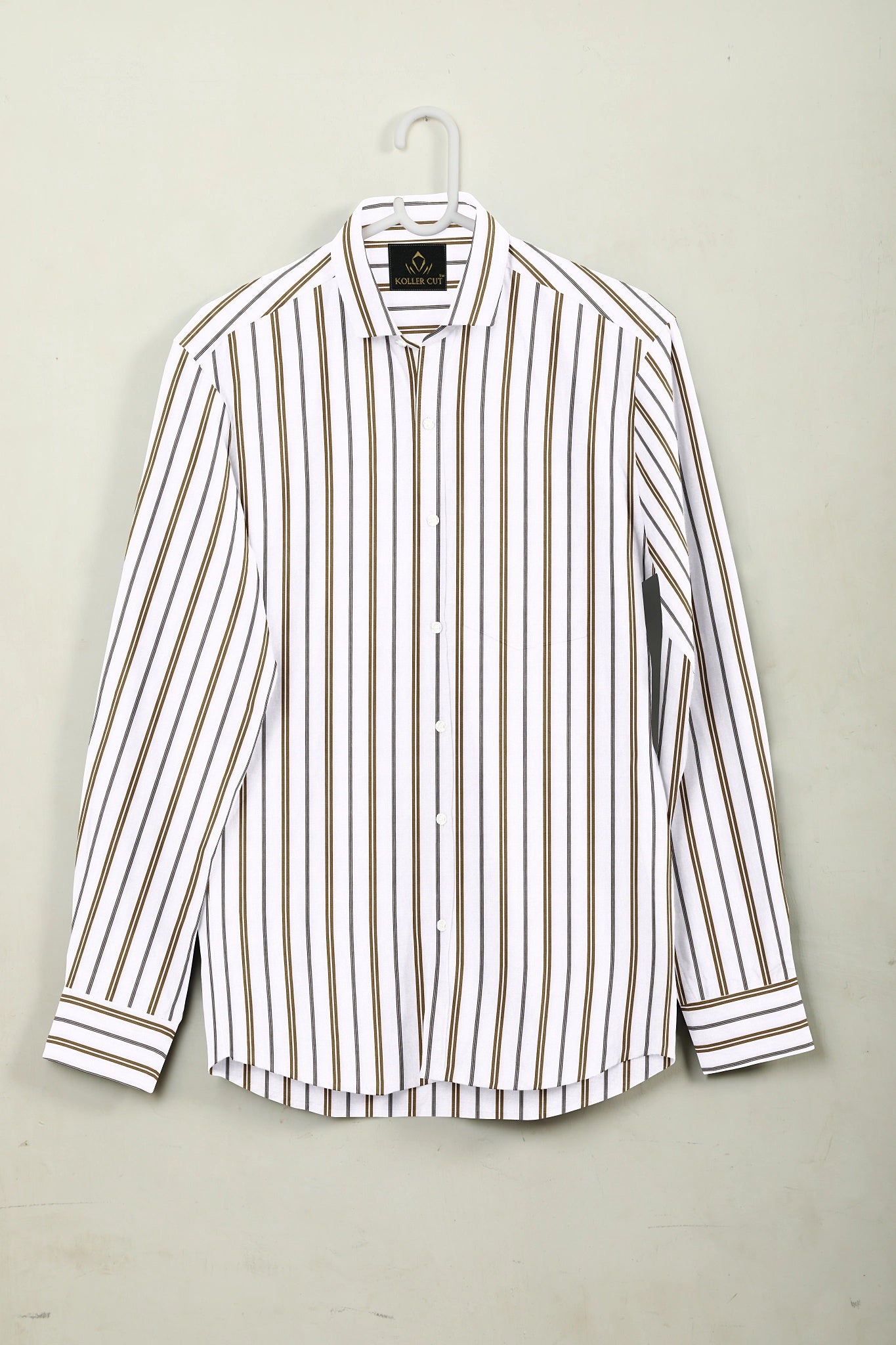 White with Dachshund Brown and Black Stripes Cotton Shirt