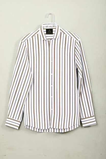 White with Dachshund Brown and Black Stripes Cotton Shirt