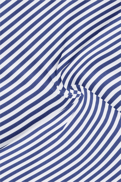 White and Clematis Blue Oxford Stripes Cotton Shirt