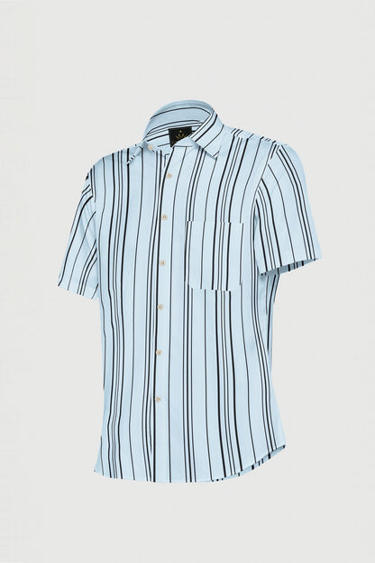 Corydalis Blue and Black Stripes Cotton Shirt