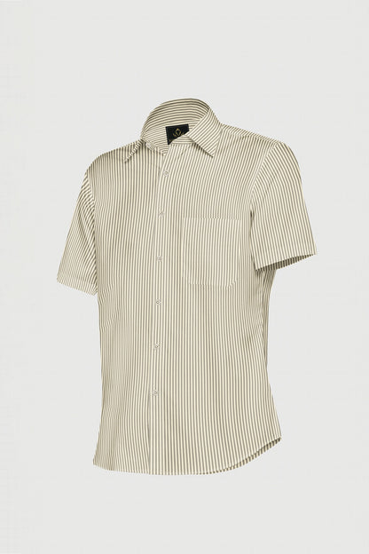 Beige and Latte Brown Pinstripes Cotton Shirt
