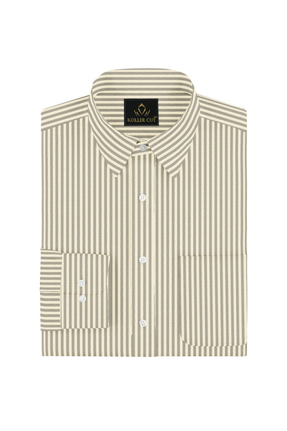 Beige and Latte Brown Pinstripes Cotton Shirt