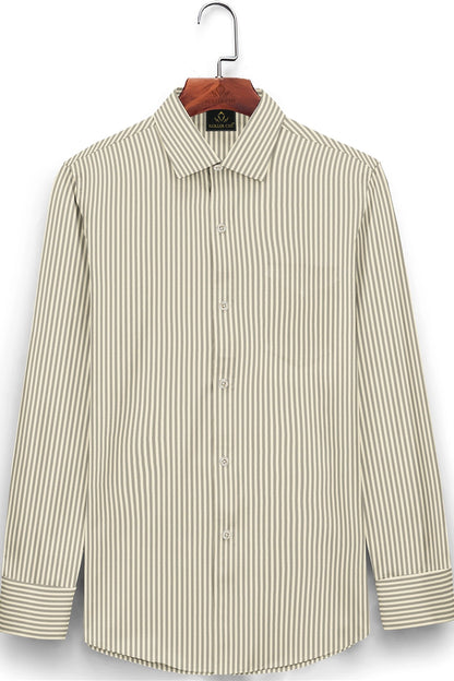 Beige and Latte Brown Pinstripes Cotton Shirt