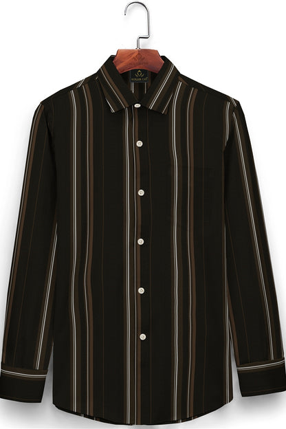 Coffee Brown and Chestnut Brown Stripes Cotton Shirt