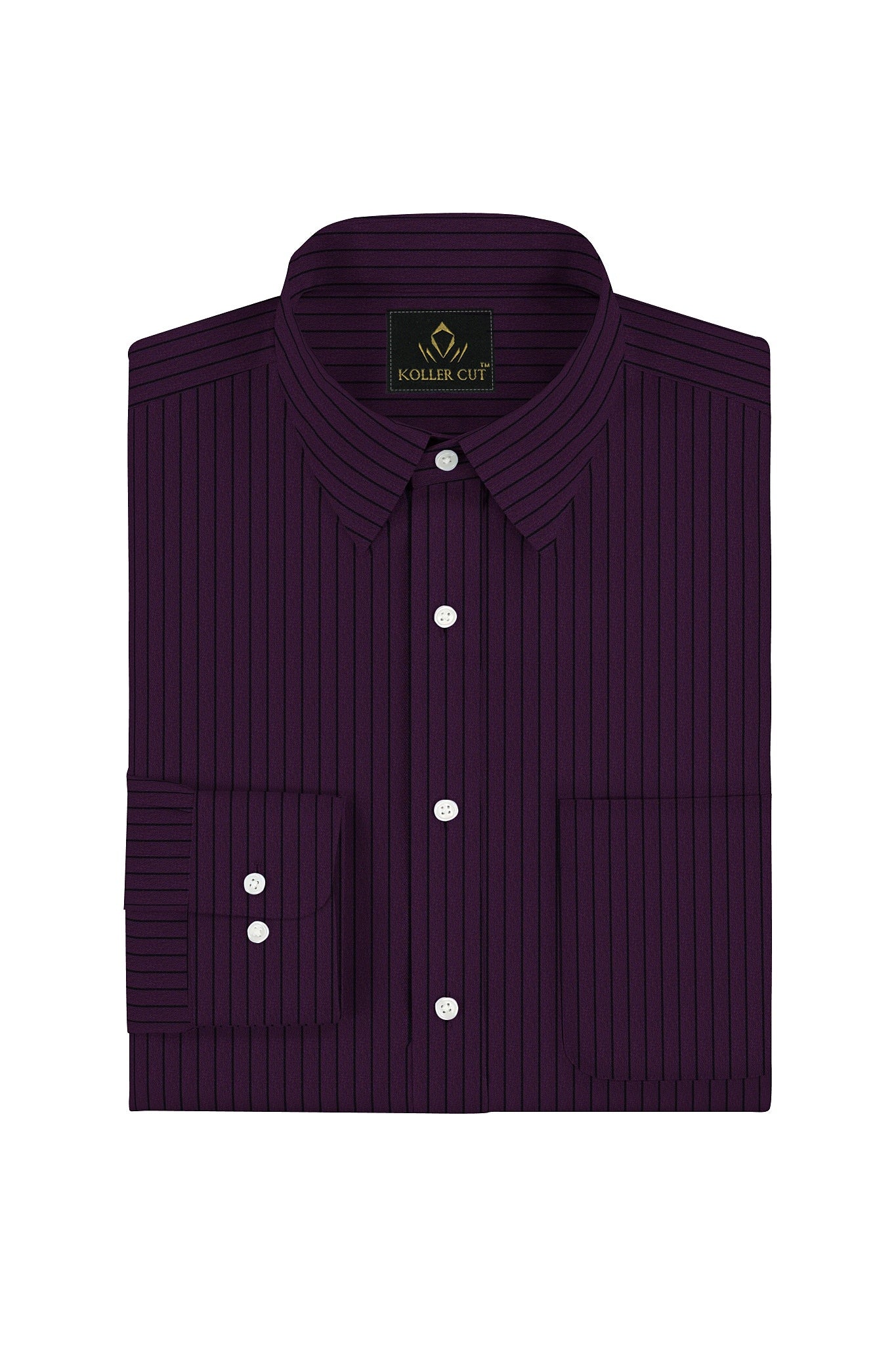 Phlox Purple and Black Pinstripes Cotton Shirt- Plus size Cotton Shirts in India