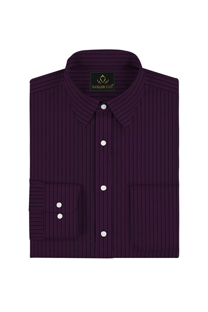 Phlox Purple and Black Pinstripes Cotton Shirt- Plus size Cotton Shirts in India