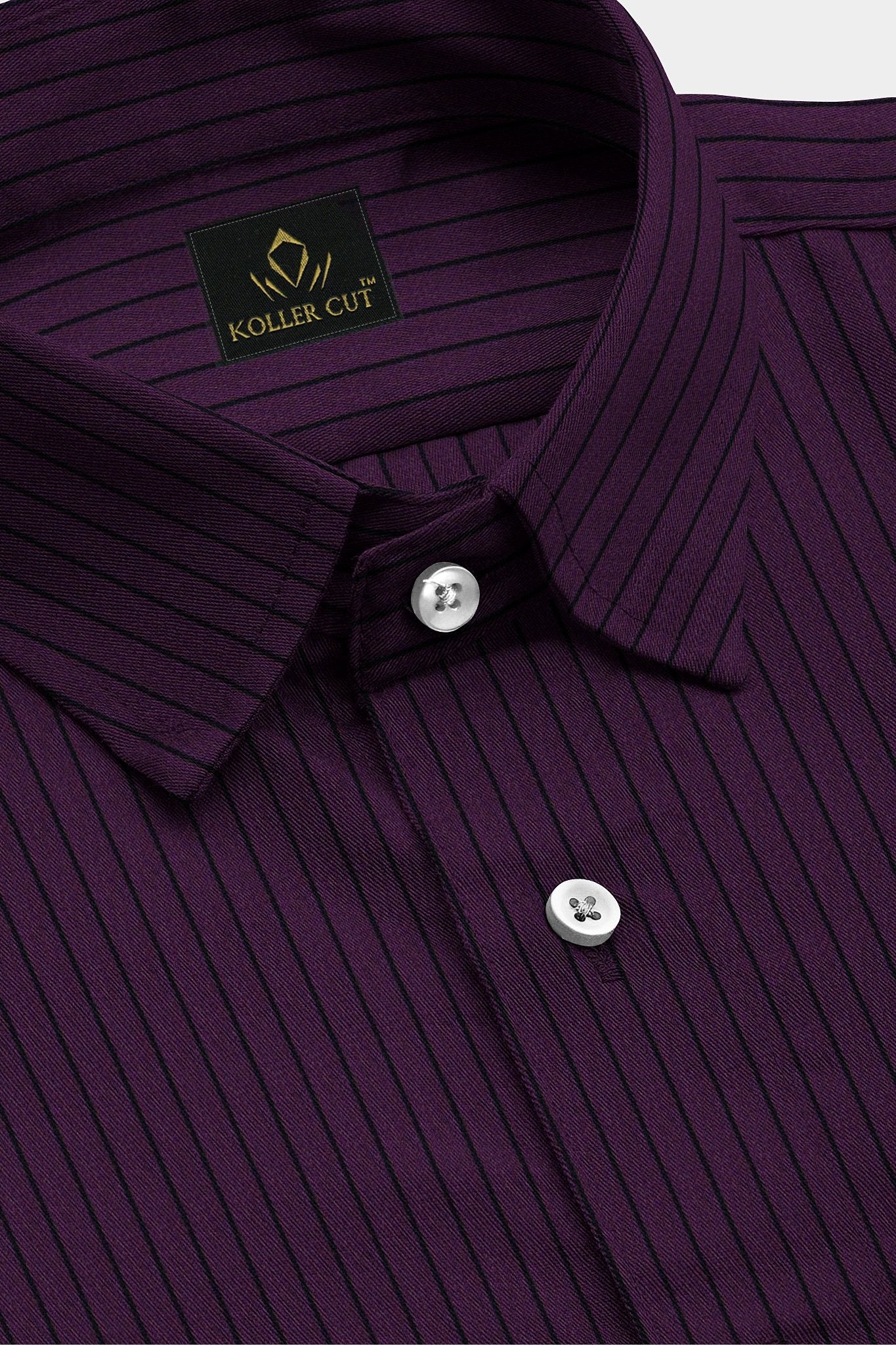 Phlox Purple and Black Pinstripes Cotton Shirt- Plus size Cotton Shirts in India