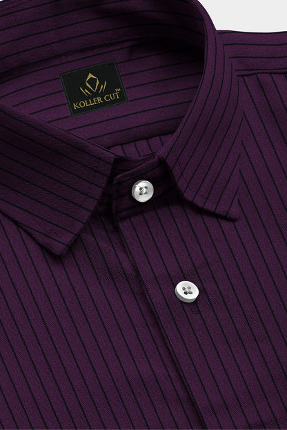 Phlox Purple and Black Pinstripes Cotton Shirt- Plus size Cotton Shirts in India