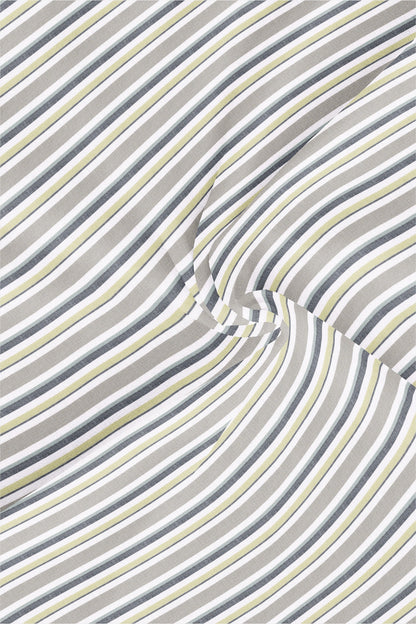 White with Semolina and Lime Yellow Oxford Stripes Cotton Shirt