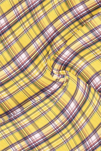 Celandine Yellow and  Baleine blue Check Cotton Shirt