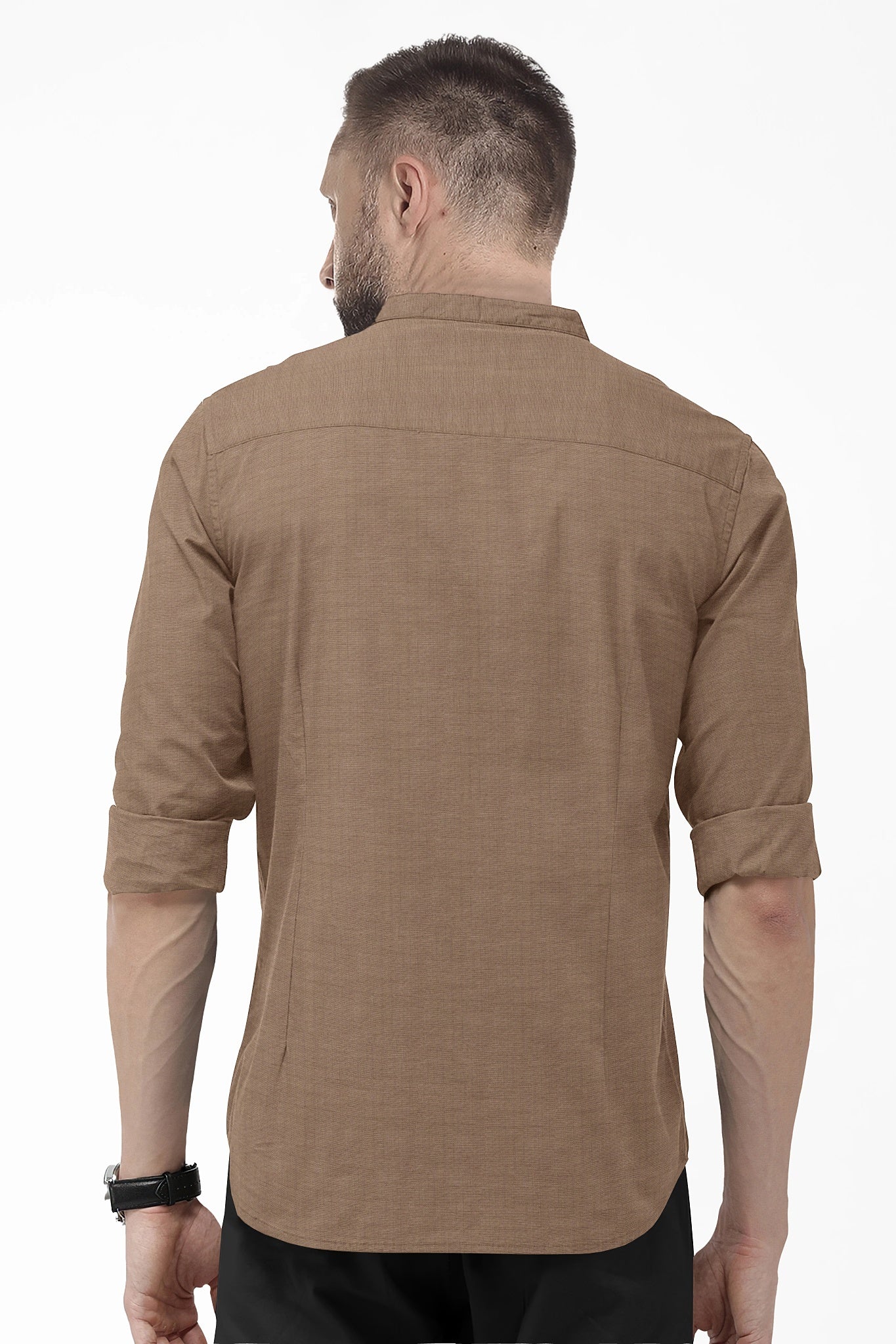 Fawn Mandarin Luxurious Linen Shirt