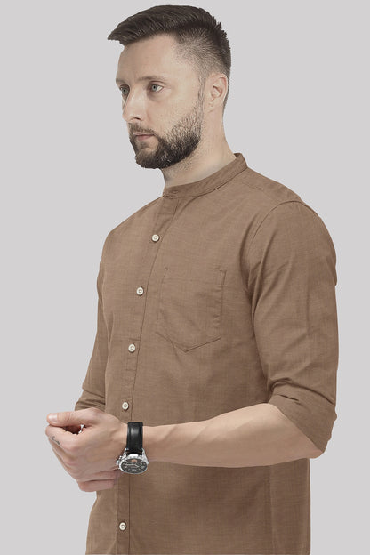 Fawn Mandarin Luxurious Linen Shirt