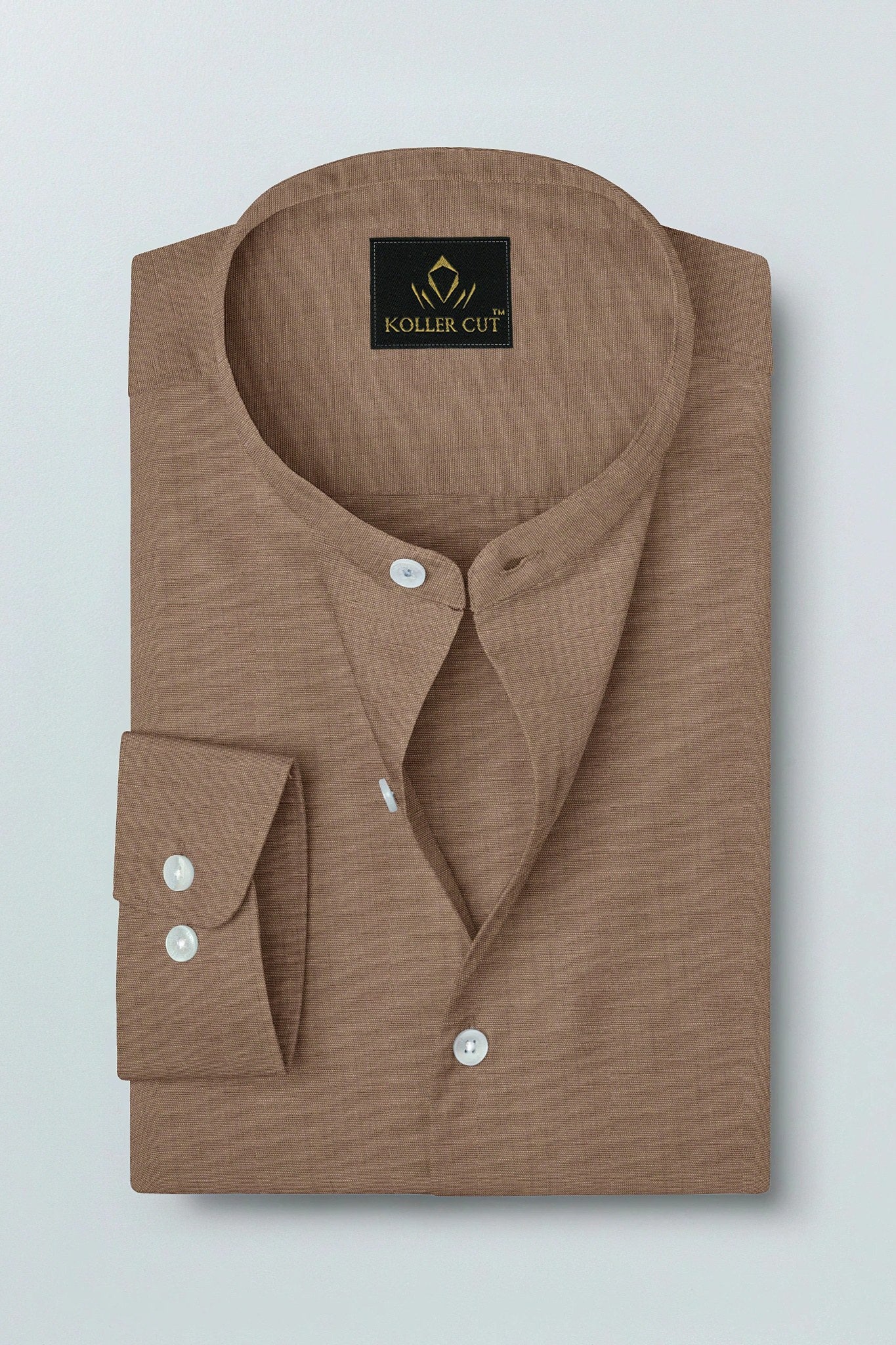Fawn Mandarin Luxurious Linen Shirt