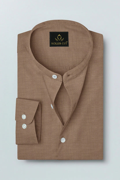 Fawn Mandarin Luxurious Linen Shirt