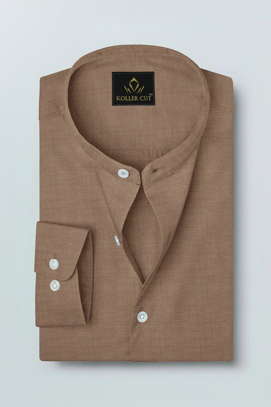 Fawn Mandarin Luxurious Linen Shirt