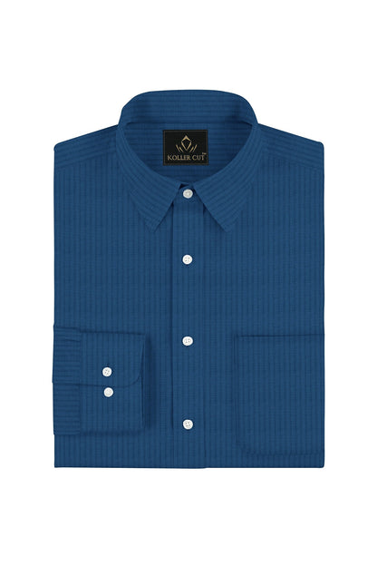Cendre Blue and Faience Blue Stripes Cotton Shirt