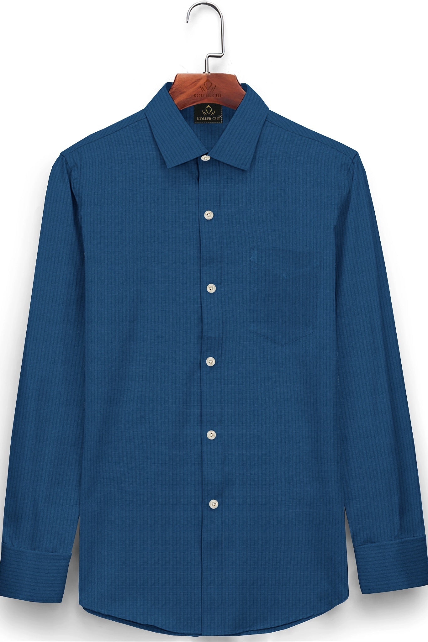 Cendre Blue and Faience Blue Stripes Cotton Shirt