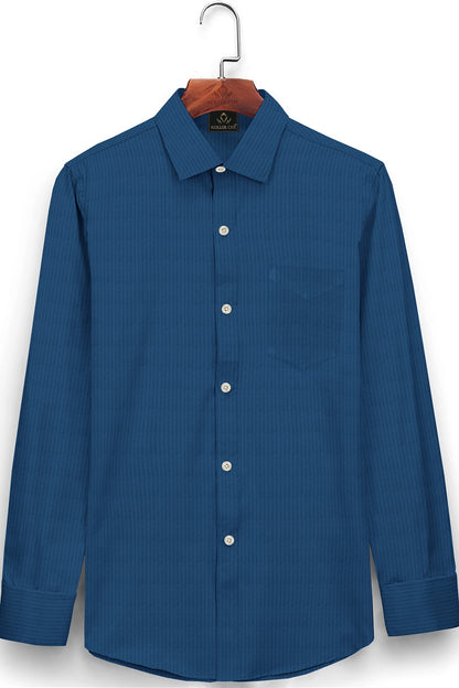 Cendre Blue and Faience Blue Stripes Cotton Shirt