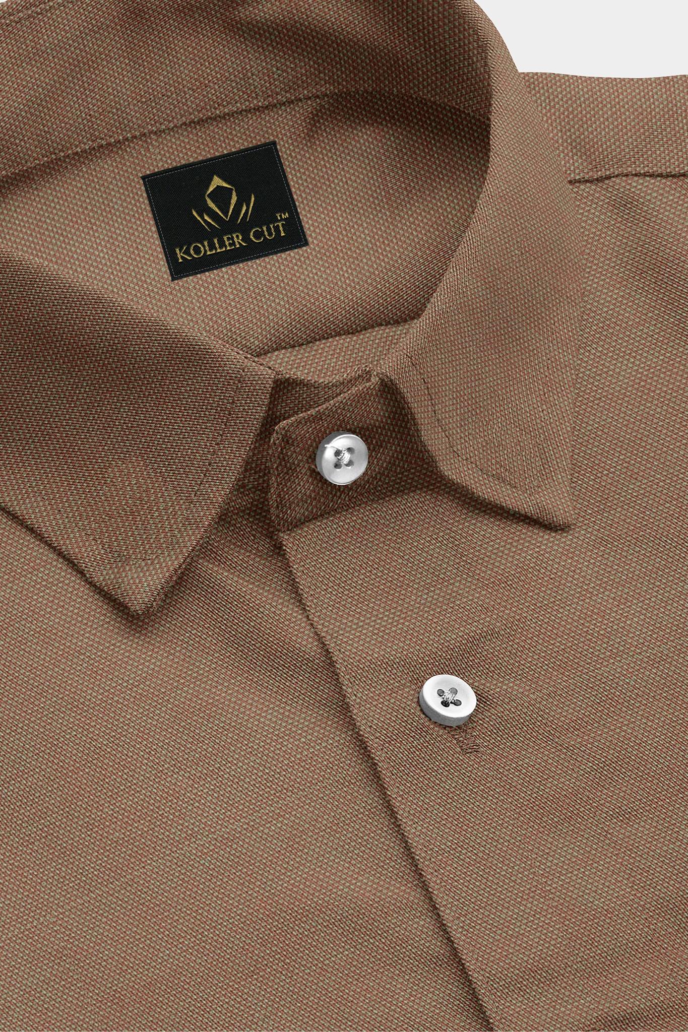 Grenadine Red and Pistachio Green Two Tonned Oxford Cotton Shirt