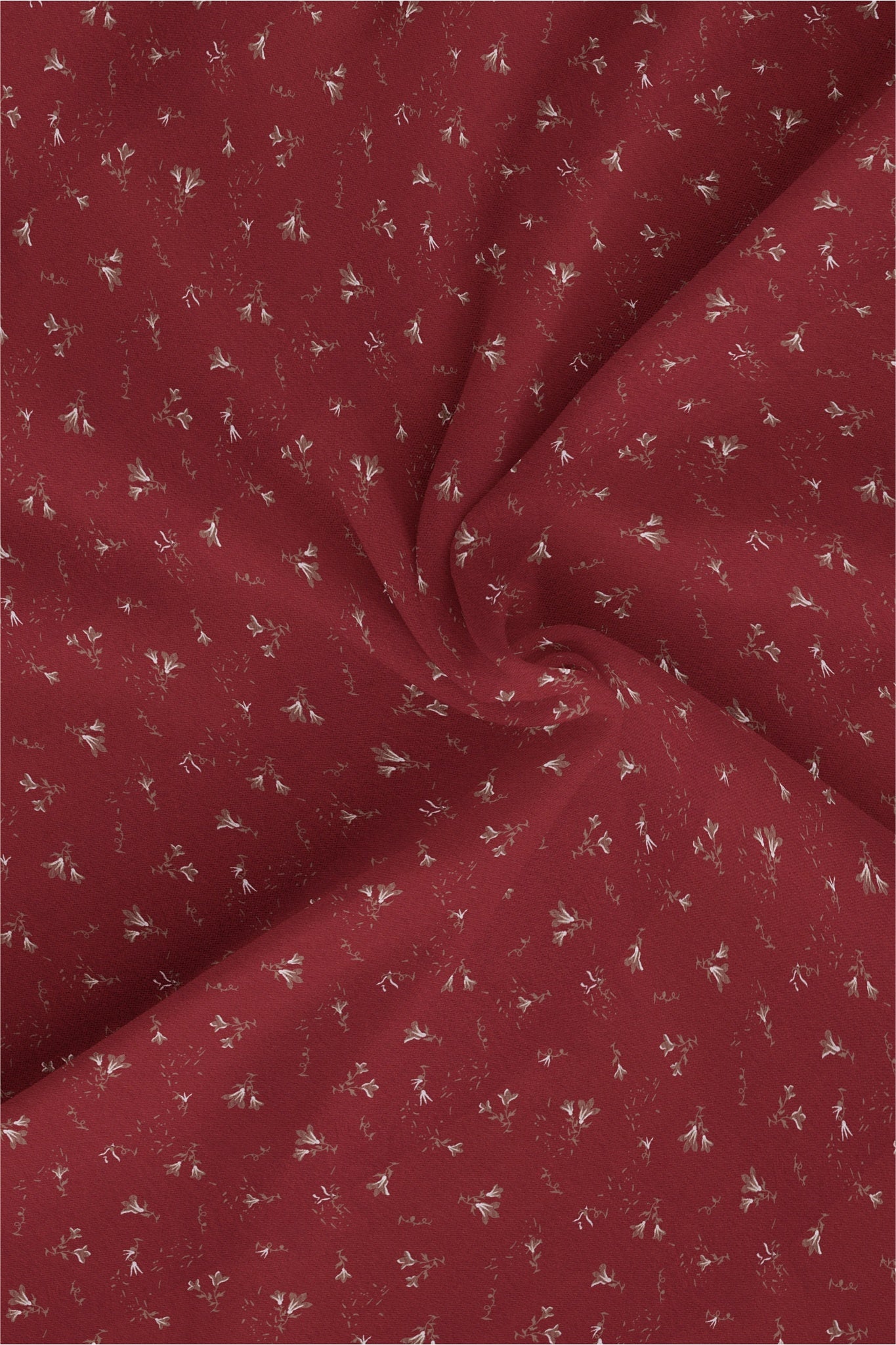 Crimson Red and Bistre Brown Tecoma Flower Printed Cotton Shirt